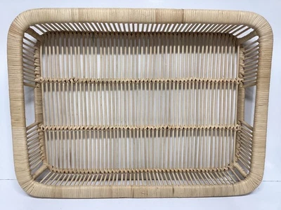 Rattan Wicker Serving Trays 20” x 15” Woven Rectangle Vintage New - Image 1 of 4