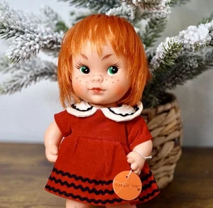 Bambola Herman Pecker CAROT TOP bambina originale anni 60 vestito rosso vintage Giappone con etichetta - Foto 1 di 8