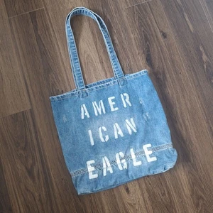 💙 American Eagle Denim Jeans Tote Bag Coastal Western Boho Streetwear - Picture 1 of 7