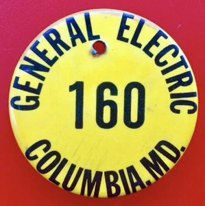 Vtg GENERAL ELECTRIC CO Employee ID Badge Pin Button Columbia Maryland MD - Picture 1 of 2