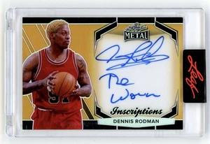 2024 LEAF METAL INSCRIPTIONS DENNIS RODMAN THE WORM ON CARD AUTO GOLD /100 HOF - Picture 1 of 2