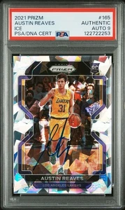 2021 Panini Prizm #165 Austin Reaves Cracked Ice Rookie Card 9 Auto PSA - Picture 1 of 2