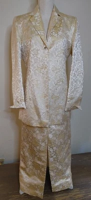 Midnight Velvet Skirt Suit Gold Jacket Skirt sz 12 Formal Wedding Mother Church - Image 1 of 4