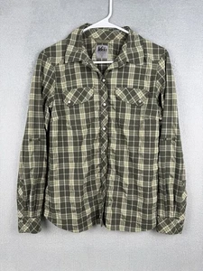 Camisa para mujer a cuadros con botones a presión manga enrollable senderismo Gorpcore Y2K talla pequeña - Imagen 1 de 12