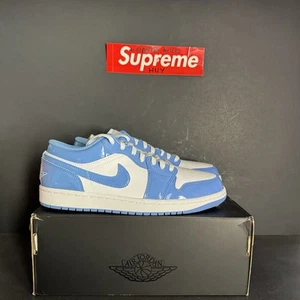 Nike Air Jordan 1 Low SE UNC Legend Blue White Patent FZ2138-114 Men Size 10 New - Picture 1 of 5