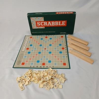 Scrabble 1955 Vintage Wooden Tile Racks Board Game Spear's Games no tile bag. - Image 1 of 4