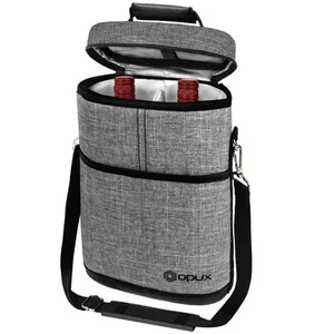 Insulated Wine Carrier Tote Bag Two 2 Bottle Padded Cooler Bag Travel Protection - Picture 1 of 85