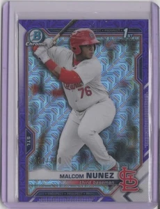 2021 Bowman Chrome Mega Box Prospects Purple Refractors #BCP226 Malcom Nunez - Picture 1 of 2