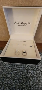 Sterling Silver Earrings,NWT,R.H.Macy& Co., 3Pairs,hoops, Hearts,knot(missing 1) - Picture 1 of 5