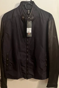 NWT Matcheless Men's Navy( nylon),  Leather Sleeves Jacket Size XL - Picture 1 of 11