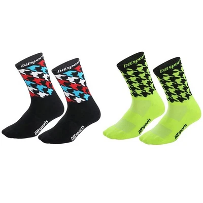 2 Pairs Cycling Socks Riding Bicycle Bike Sports Ankle Socks XC MTB Green Black - Image 1 of 4