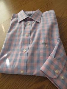 Stafford Men’s Travel Performance Super Shirt Long Sleeve Pink & Blue 17 32/33 - Picture 1 of 12