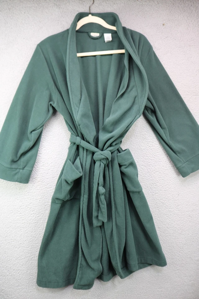 L. L. Bean 儿童长绿色浴袍大号(14-16)-口袋 — 第 1/4 张图片