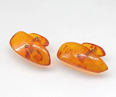 9125270 Paar Manschettenknöpfe Bernstein 3,5x1,5cm - Bild 1 von 3