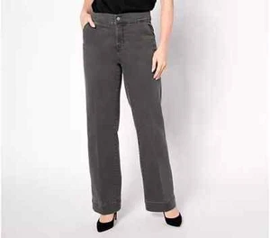 Denim & Co. Signature Black Flex Trouser Jean Dark Grey Wash Reg 2 A655144 - Picture 1 of 1