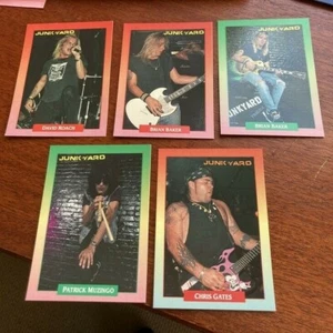 LOTE DE 5 TARJETAS COLECCIONABLES DE MÚSICA JUNK YARD ROCKCARDS BROCKUM 1991 GRAN FORMA  - Imagen 1 de 2