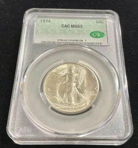 1934 CAC MS63 Walking Liberty Half Dollar - Round Money Coin Shop - Picture 1 of 3
