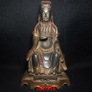 Antica statua in rame puro imperatore Zhenwu Cina antica 9,6" - Foto 1 di 9