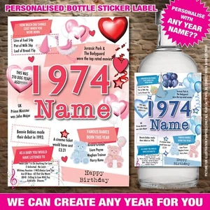 1973 50° COMPLEANNO PERSONALIZZATO ETICHETTA BOTTIGLIA VINO GIN RUM ETICHETTA Fatti Divertimento 190 - Foto 1 di 8