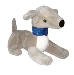 Greyhound Blingy Beanie Baby - Gris (Azul) Vientre Blanco con Martingala - Imagen 1 de 5