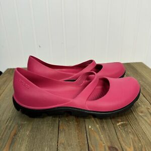 Crocs Duet Sport 9 Shoes Pink Black Slip On Mary Jane Comfort Summer