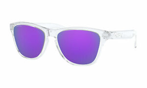 New Oakley Youth Frogskins OOJ9006-14 Polished Clear Frame Prizm violet Lens