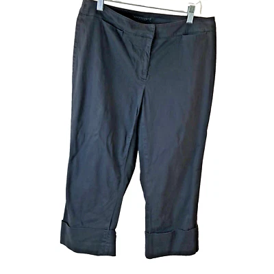 Apostrophe Stretch Size 10 Capri Black Wide Cuff Flat Front Pants W/ Pockets - Image 1 of 4