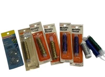 Prym Dritz Metallic Thread Gold Purple Green Holo Blue Hand & Machine Sewing Lot - Image 1 of 4