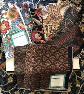 12 Gilt Edged Exotic Arches Paisley Floral Print Polished Cotton Fabric Samples - Picture 1 of 10