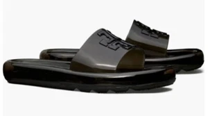 NIB TORY BURCH $188 BLACK BUBBLE JELLY SLIDE SANDAL/Sz 6 - Picture 1 of 4