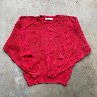 Suéter Tejido Algodón Ligero Vintage Jantzen Rojo Geométrico Talla: XL Hecho en EE. UU. Foto 1 de 4