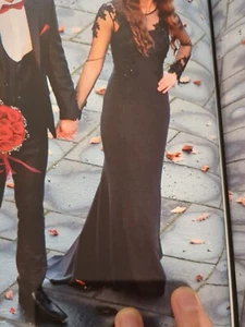Abendkleid Schwarz Elegant Spitze Gr.36 Mit Schleppe - Bild 1 von 8