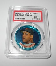 1965 Old London Baseball Coin Pin Token Orlando Cepeda SF Giants PSA 7 NEAR MINT