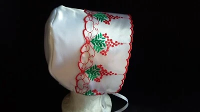  Baby Toddler Girls Ivory Christmas Holiday Bonnet Size 0-6M 6-12M 12-18M - Image 1 of 4