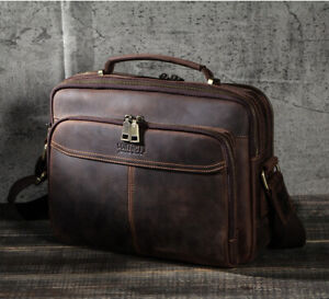 Genuine Leather Men Messenger Bag Vintage Crossbody Handbag Shoulder Bag Gift