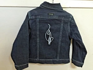 Girls Denim BLUE JEAN JACKET Embroidered SILVER KITTY CAT on Back 4 BABY PHAT - Picture 1 of 3
