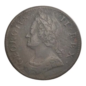 1751 George II English 1/2p Colonial Times Halfpenny Type II Old Bust 3E - Picture 1 of 2