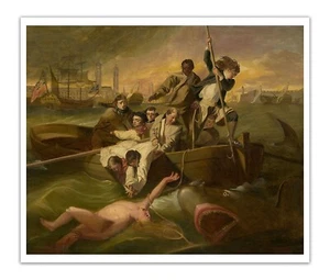 Cartel estampado de pintura artística vintage de 17x20" de John Copley WATSON AND THE SHARK 1778 - Imagen 1 de 3