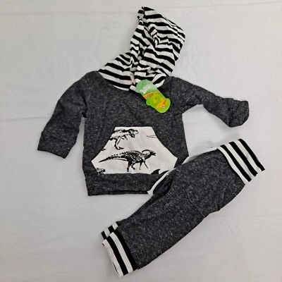 Conjunto de bebé con capucha de dinosaurio negro 0-9 meses talla 70 Foto 1 de 4