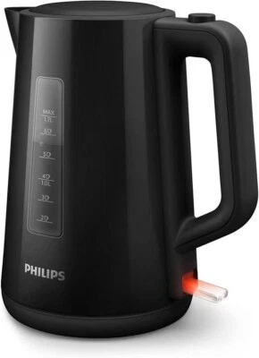 Hervidor de agua Philips Series 3000 negro, tapa de resorte, ebullición rápida, 1850 W, 1,7 litros Foto 1 de 4