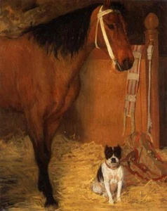 Art Oil painting nice animals At-the-Stables-Horse-and-Dog-1862-Edgar-Degas art - Picture 1 of 1