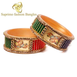 Suprimo indische Divas Radha Krishan Kunststoff Metall 2 Armbänder Kada für Damen - Bild 1 von 6