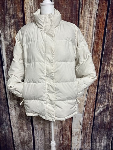 OFF WHITE Giacca LL Bean donna PXL bianco sporco piumino d'oca cappotto corto zip esterno