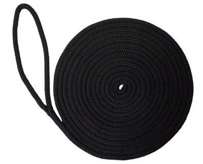 House Boat Mooring Rope - 20mm x 40 Mtr Double Braided Polyester Black Spliced  - image 1 of 3