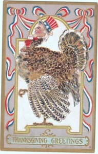 Lote de 3 postales tempranas de pavo saludos de acción de gracias americanos del Tío Sam ~703AS - Imagen 1 de 7