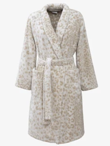 TIOMAN YVES DELORME FRANCE WOMEN ORGANIC COTTON MODAL SHAWL COLLAR BATH ROBE L - Picture 1 of 3