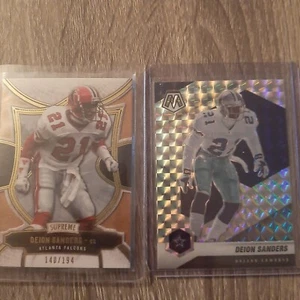 Deion Sanders Mosaic and Gold Topps Supreme Deion Sanders #'d 140/194 - Picture 1 of 2