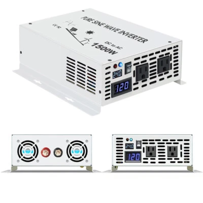 Pure sine wave Power inverter 1500W 24VDC to 120VAC Car Solar Power Converter  - Image 1 of 4