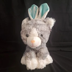 Interamerikanische graue Tabby Katze Ostern Plüsch trägt blaue Hasen Hasenohren 12 Zoll - Bild 1 von 9