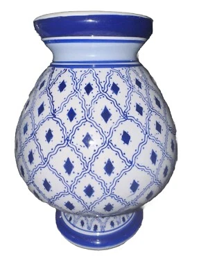 Base For Blue White Asian Table Lamp With Geometrical Shapes/ Vase - Image 1 of 4